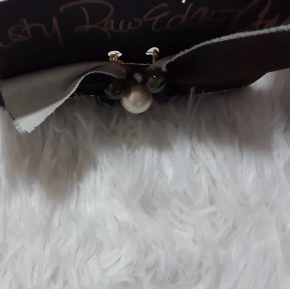 ☄Tasty Raw Edge Camo Pearly Bow Brooch Pin